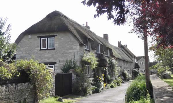 Thatched cottages in the village of Queen Camel